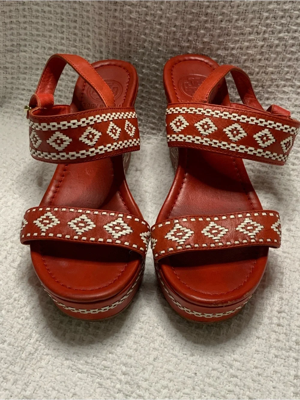 Tory Burch Reena Leather Platform Wedge Sandals